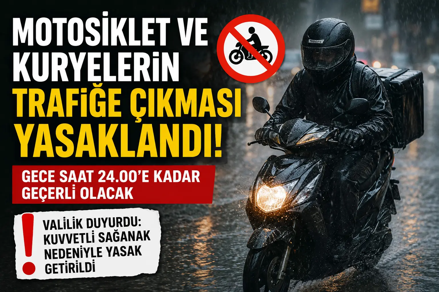 O İlde Motosiklet ve Kuryelerin Trafiğe Çıkması Yasaklandı! Valilikten Acil Karar